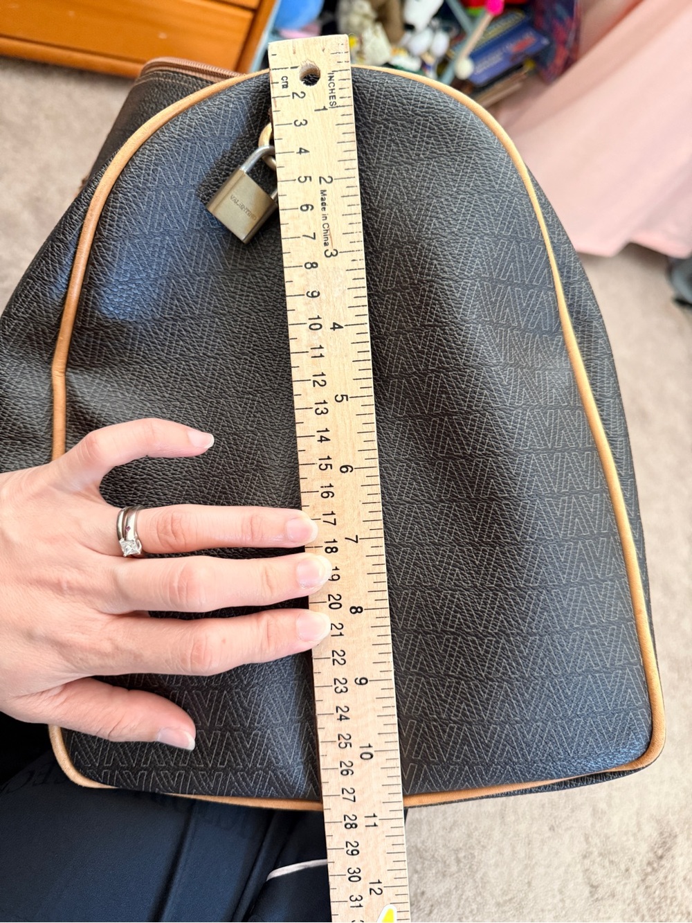 Brown & Tan Leather-Trim Weekender Bag - Mario Valentino - Picture 11 of 11